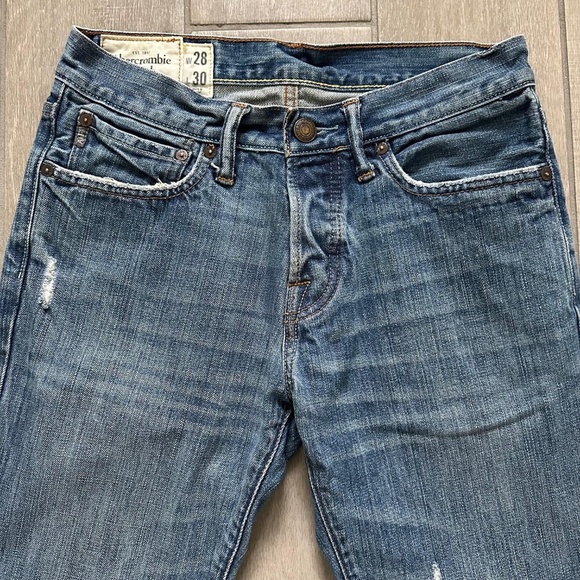 Abercrombie & Fitch Low Rise Slim Boot Button Fly Distressed Jeans Men's 28x30 - Picture 3 of 15
